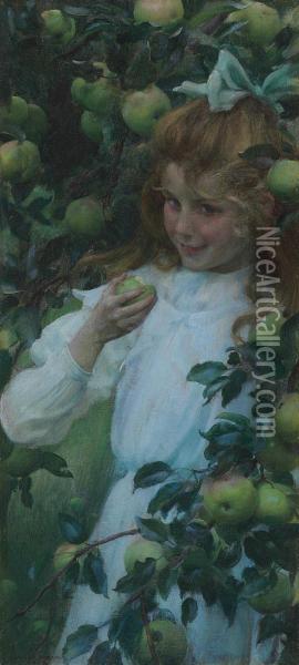 In The Orchard Oil Painting - Charles Curran