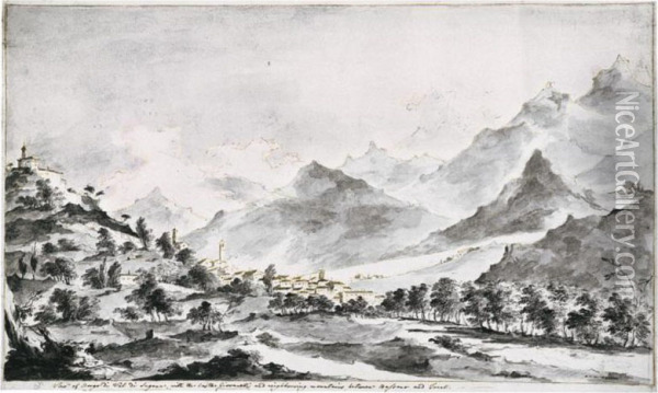 A View Of The Borgo Di Valsugana Oil Painting - Richard Brown Black
