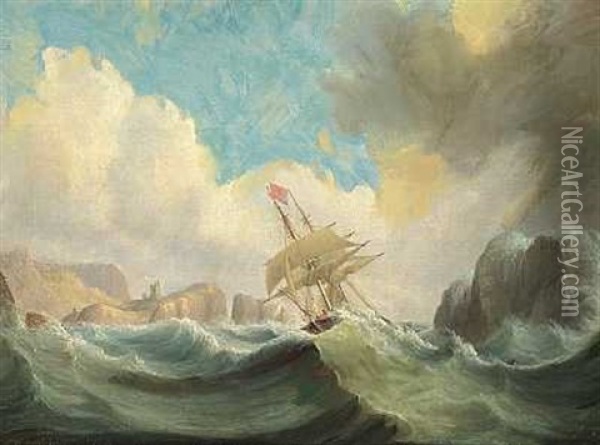 Rough Sea Off The Scottish Coast Oil Painting - William John Huggins