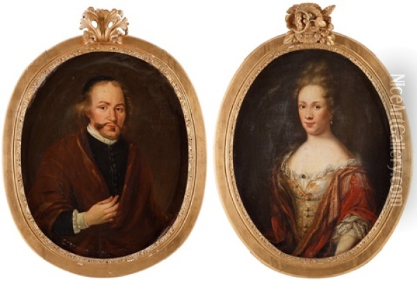 Gentlemen And Lady Portrait Oil Painting - Martin (Martinus I) Mytens