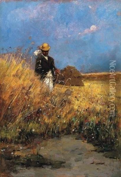 Field With Poppies Oil Painting - Tivadar Feledi