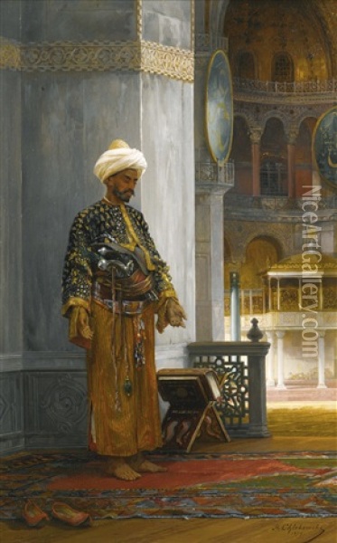 At Prayer, Hagia Sophia Oil Painting - Stanislaus von Chlebowski