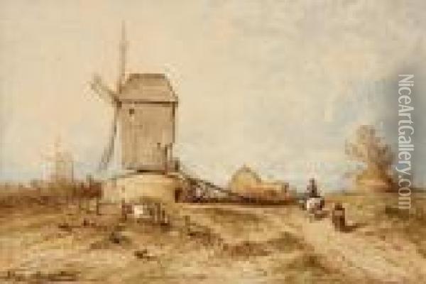 Vue De Hollande : Le Moulin Oil Painting - Auguste-Paul-Charles Anastasi