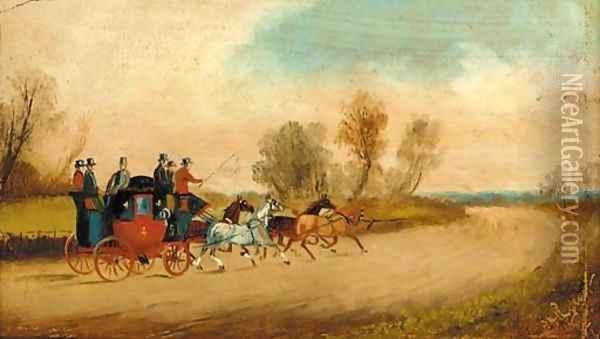 A coach and four before an inn in winter Oil Painting - Philip H. Rideout
