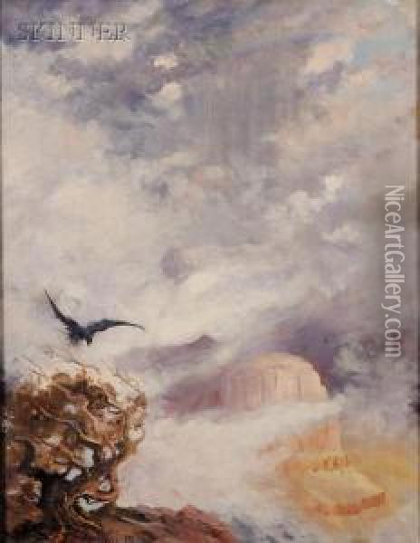 Bird In Flight Over The Grand Canyon/an Arizona Landscape Oil Painting - Frank Paul Sauerwein