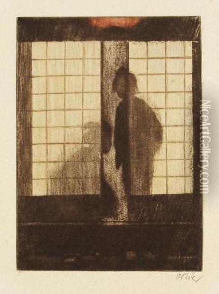 2 Bll.: Sonnenflecken. Dammerung Ii (japan) Oil Painting - Emil Orlik