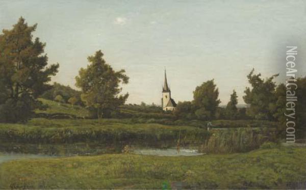 Vue D'un Village Oil Painting - Henri-Joseph Harpignies