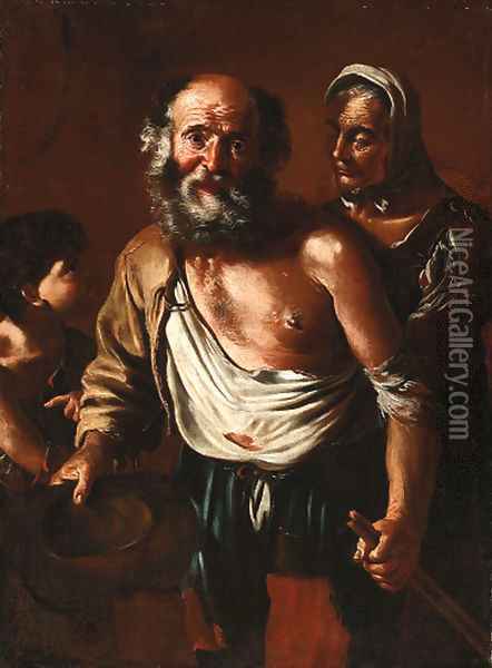 A beggar family Oil Painting - Giacomo Francesco Cipper