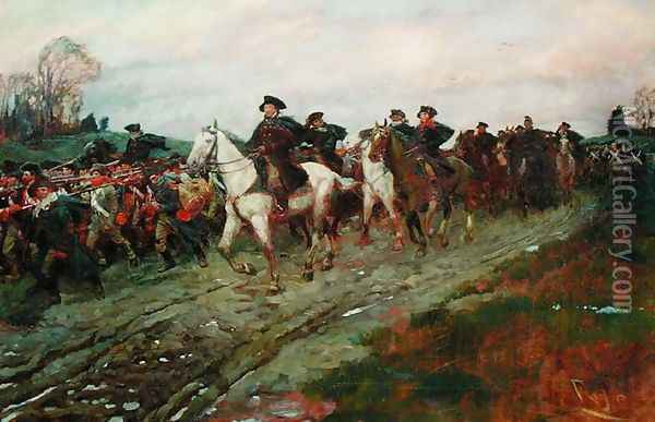 The Retreat through the Jerseys, from The Story of the Revolution by Henry Cabot Lodge (1850-1924, published in Scribners Magazine, April 1898 Oil Painting - Howard Pyle