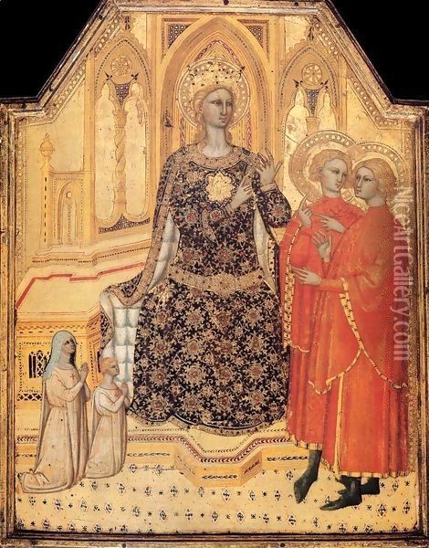 St Catherine Enthroned with Two Saints and Two Donors Oil Painting - Cenni Di Francesco Di Ser Cenni