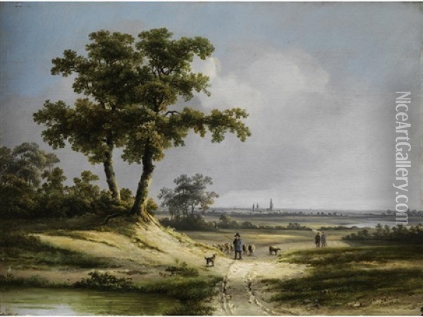 Landschaft Mit Figurenstaffage Oil Painting - Johannes Mauritz Jansen
