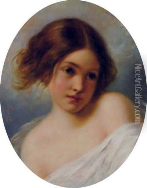 A Young Girl Oil Painting - Pierre-Joseph Dedreux-Dorcy