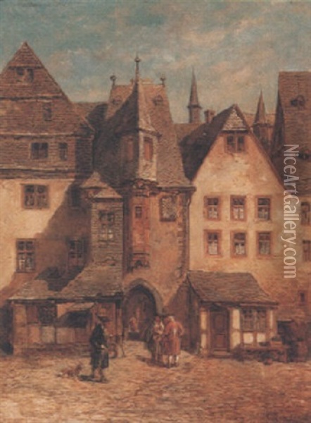 Das Alte Holzpfortchen Zu Frankfurt Im Jahr 1760 Oil Painting - Anton Burger