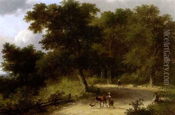 Travellers On A Country Road Oil Painting - Jan Evert Morel the Younger