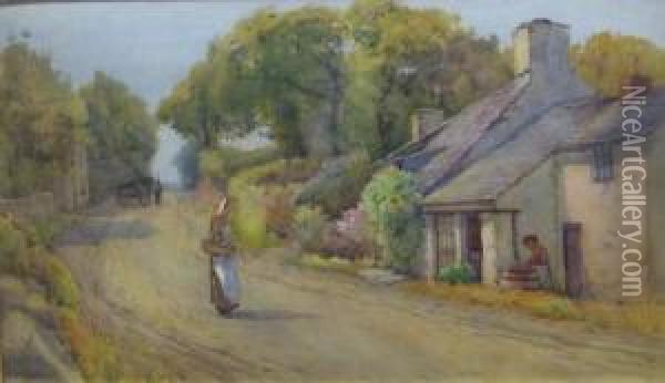 Country Lane & Rocky Coast Oil Painting - Willie Stephenson