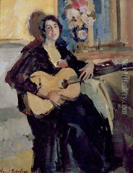 Lady with a Guitar, 1911 Oil Painting - Konstantin Alexeievitch Korovin