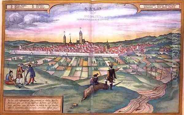 Map of St Polten from Civitates Orbis Terrarum Oil Painting - Joris Hoefnagel
