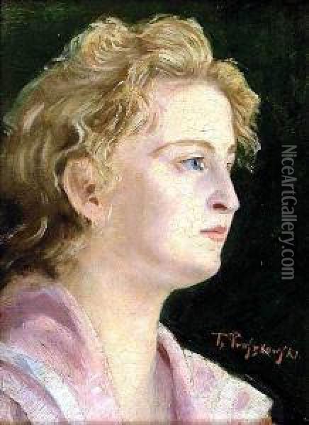 Portret Mlodej Kobiety Oil Painting - Tadeusz Pruszkowski