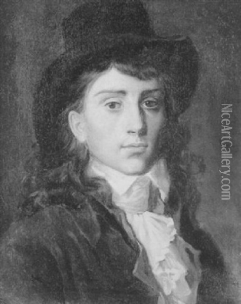 Portrait D'homme Au Chapeau Oil Painting - Jacques-Louis David