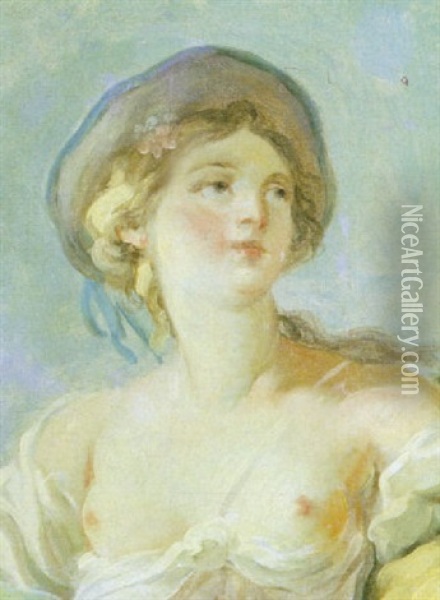 La Jeune Fille En Buste Oil Painting - Jean-Honore Fragonard