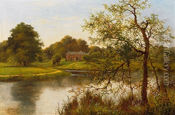 Herbstliche Flusslandschaft Mit Herrenhaus Oil Painting - Octavius Thomas Clark