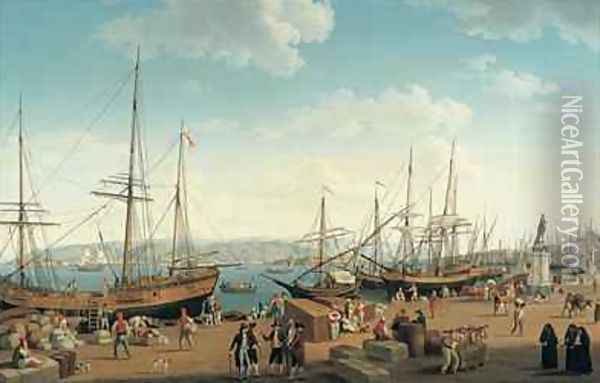 View of the Port of Messina from the Palazzo del Senato Oil Painting - Jakob Philippe Hackert