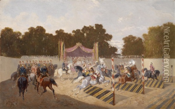 Historisches Karussell Oil Painting - Alexander Ritter Von Bensa