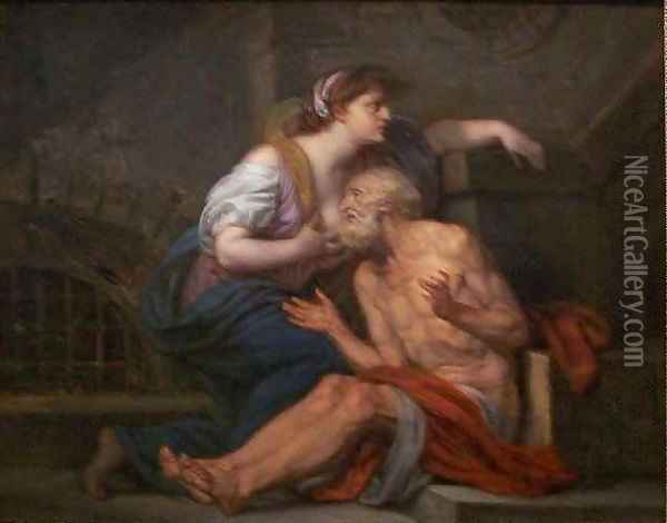 Cimon and Pero Roman Charity Oil Painting - Jean Baptiste Greuze