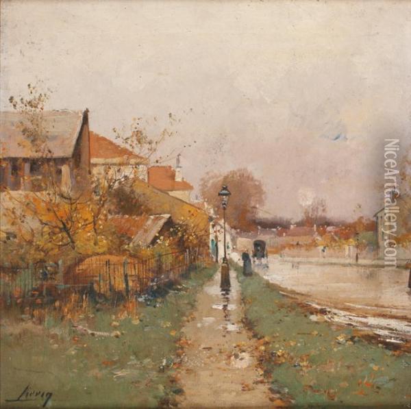 A L'entree Du Village Oil Painting - Eugene Galien-Laloue