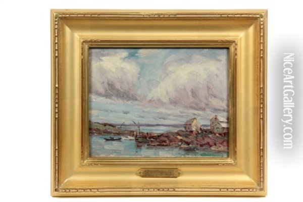 Monhegan Wharf, 1908 Oil Painting - Henry Rodman Kenyon