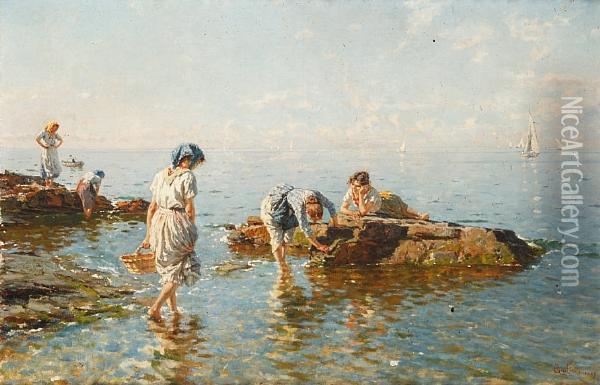 Women On The Sea-shore Oil Painting - Bartolomeo Giuliano