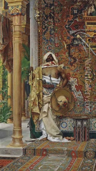 The Guard Oil Painting - Antonio Maria Fabres Y Costa