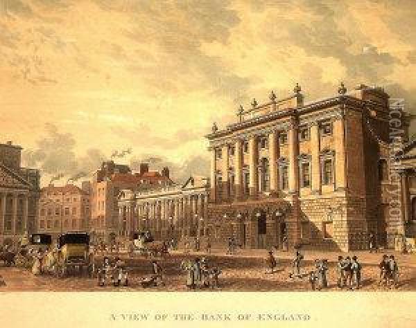 A View Of The Bank Of England Oil Painting - Daniel Havell