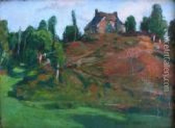 House On A Hill Oil Painting - Norman Garstin