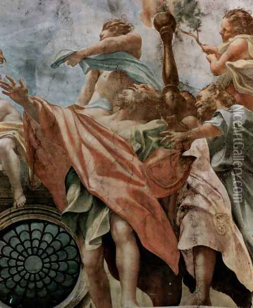 Proclamation, detail, apostles and Epheben Oil Painting - Antonio Allegri da Correggio