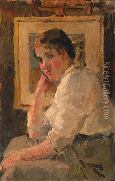 A Model Seated In The Artist's Studio Oil Painting - Isaac Israels