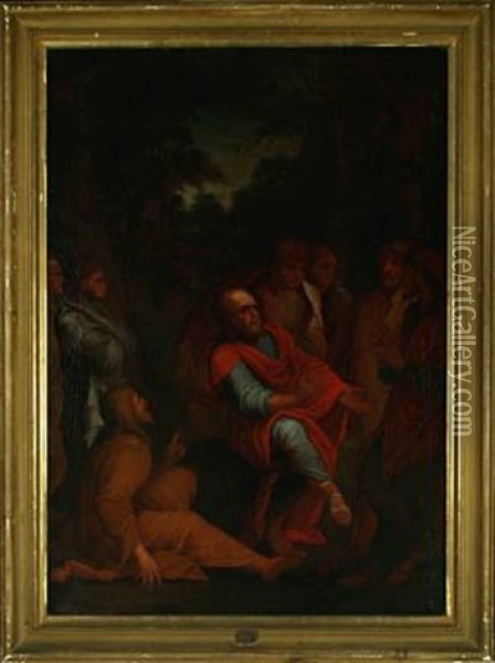 Scene From Acts, An Apostle Spreading The Christian Word Oil Painting - Hendrik Krock