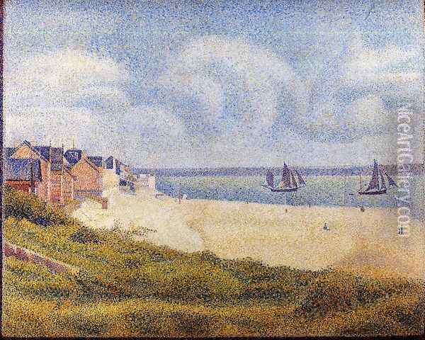 Le Crotoy, Downstream Oil Painting - Georges Seurat
