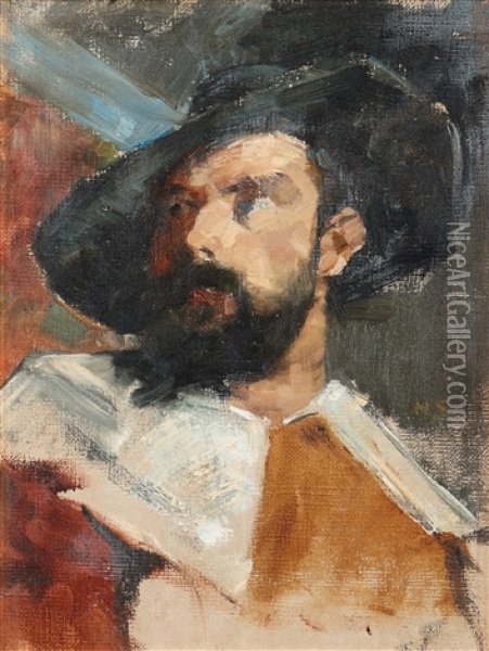 Portrait Of A Man Oil Painting - Helene Sofia Schjerfbeck