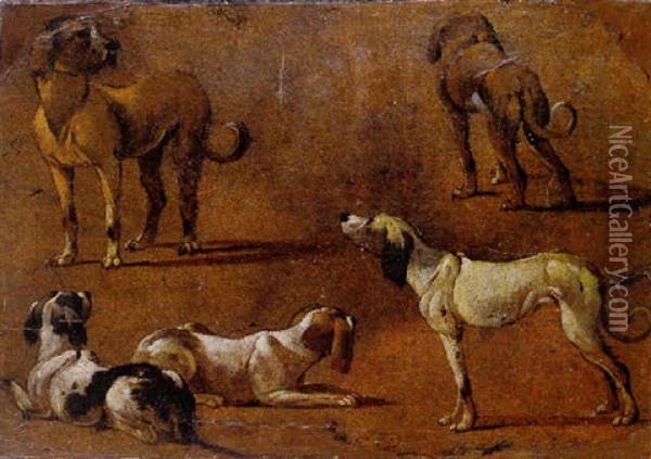 Hunting Dogs Oil Painting - Simon Johannes van Douw