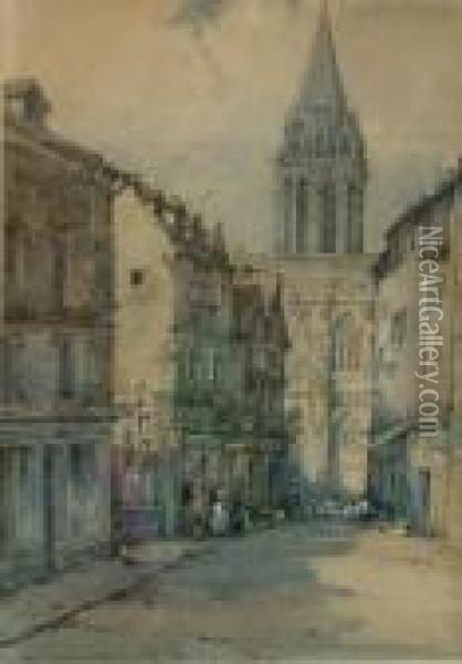 French Cathedral Town Oil Painting - Noel Harry Leaver
