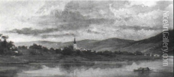 Abendfriede An Der Donau Oil Painting - Ignaz Ellminger