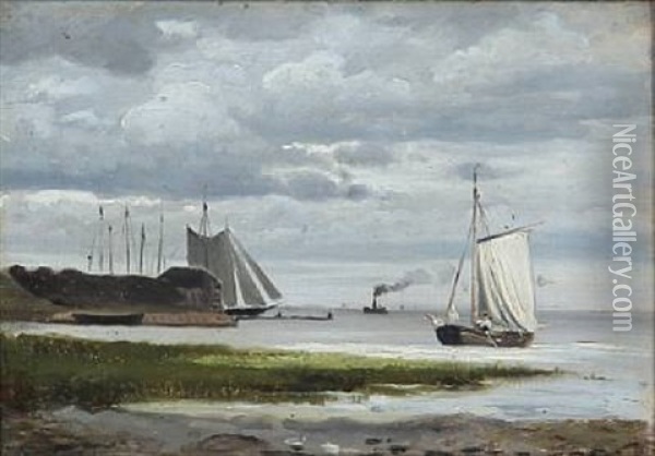 Skovshoved Havn Oil Painting - Christian Frederic Eckardt