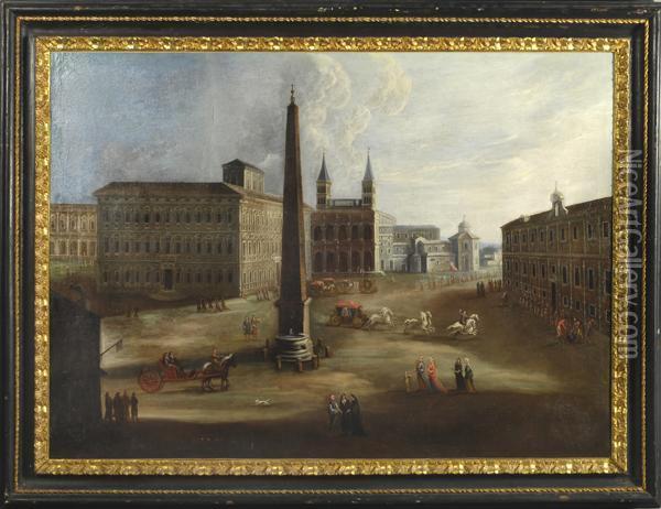 Piazza San Giovanni In Laterano Oil Painting - (circle of) Wittel, Gaspar van (Vanvitelli)