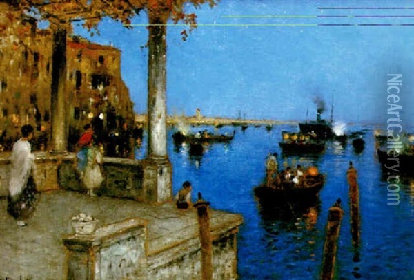 Venetiansk Nattbild Oil Painting - Wilhelm von Gegerfelt