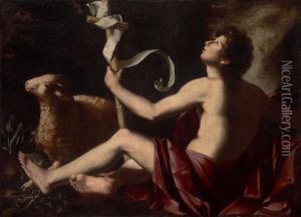 Saint John The Baptist With The Lamb Of God Oil Painting - Tommaso Salini (Mao)