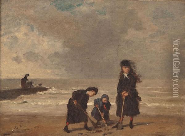 Strandvergnugen In Ostende Oil Painting - Ernest Hareux
