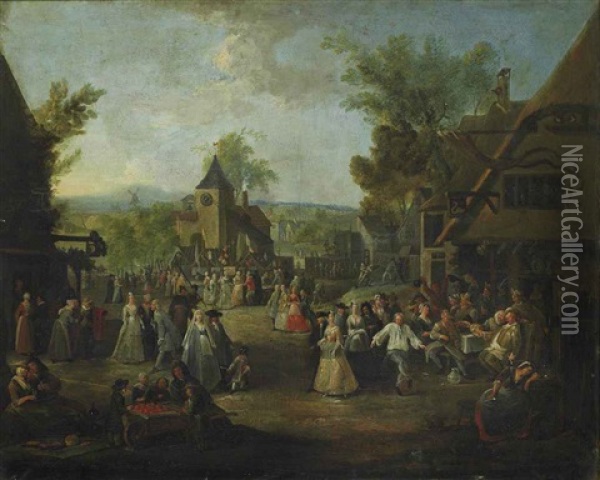 A Town Kermesse Oil Painting - Egbert van Heemskerck the Elder