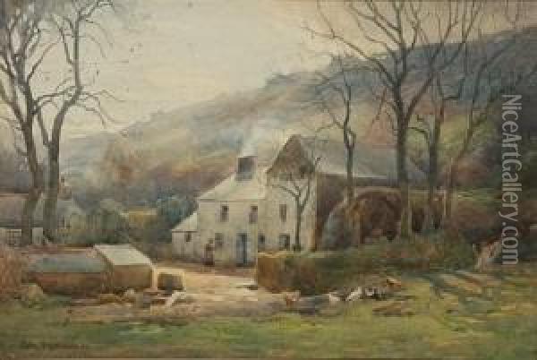 Clapper Mill, Lamorna. Oil Painting - John Farquharson