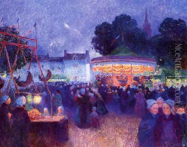 Carnival at Night Saint-Paul de Leon 1894 Oil Painting - Ferdinand Loyen Du Puigaudeau